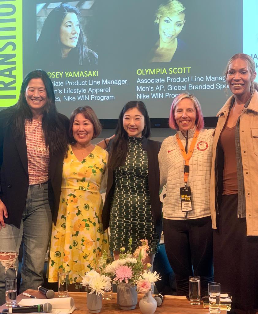 JanelleSasaki's tweet photo. Olympians and former WNBA players are winning at Transitions by reimagining their purpose! Honored to moderate the EY Nike WABN Roundtable fireside chat featuring @OlympiaHoops @kikkanimal @mirai_nagasu #lindseyyamasaki @EY_WFF #EY #nike #newgamesameyou https://t.co/9slWA0wMZU