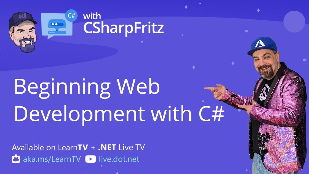 Image of Jeff Fritz and the title Learn C# with CSharpFritz, Beginning Web Development with .NET