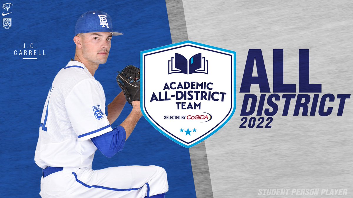 ERAUBaseball's tweet photo. Congrats to @carrell_jc on being named a CoSIDA Academic All-District selection. J.C. is the first Eagle since 2016 to earn Academic All-District accolades and did so by double-majoring in Aeronautics &amp; Air Traffic Management #GoERAU #StudentPersonPlayer https://t.co/RDnqNzTf9H