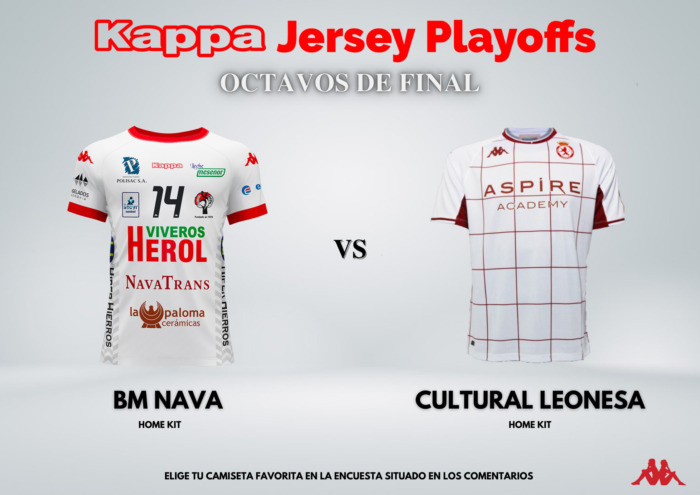 Edición Peaje Perth Blackborough Kappa Iberia on Twitter: "📢 #KAPPAJerseyPlayoffs📢 🥊 Primera Ronda:  @BalonmanoNava 🆚 @CyDLeonesa ⬇️ ¡Ahora te toca elegir tu camiseta #Kappa  favorita en los comentarios! https://t.co/wVxDJZlM1Y" / Twitter