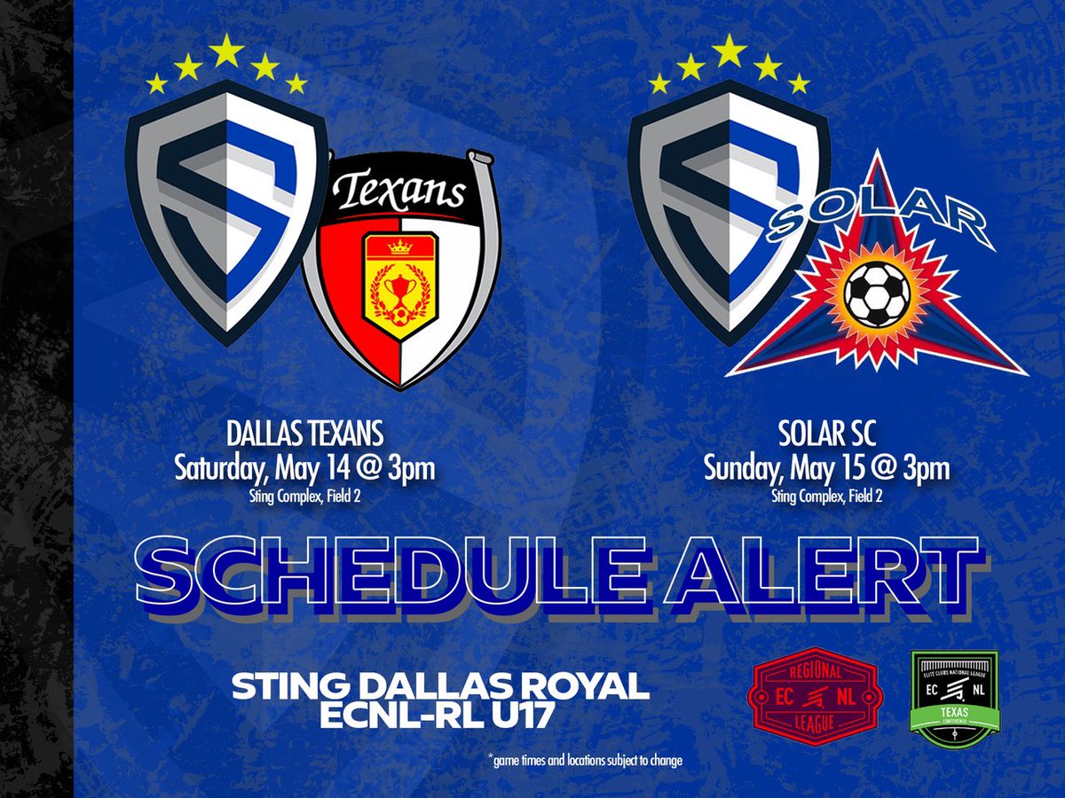 Big games coming up this weekend!! The girls have put in the work and we are ready to roll!!!

<a href="/StingSoccerClub/">Sting Soccer Club</a> <a href="/ECNLgirls/">ECNL Girls</a> @EcnlTexas <a href="/TopDrawerSoccer/">TopDrawerSoccer</a> <a href="/ImCollegeSoccer/">College Soccer Truth ™</a> <a href="/TheSoccerWire/">SoccerWire</a>