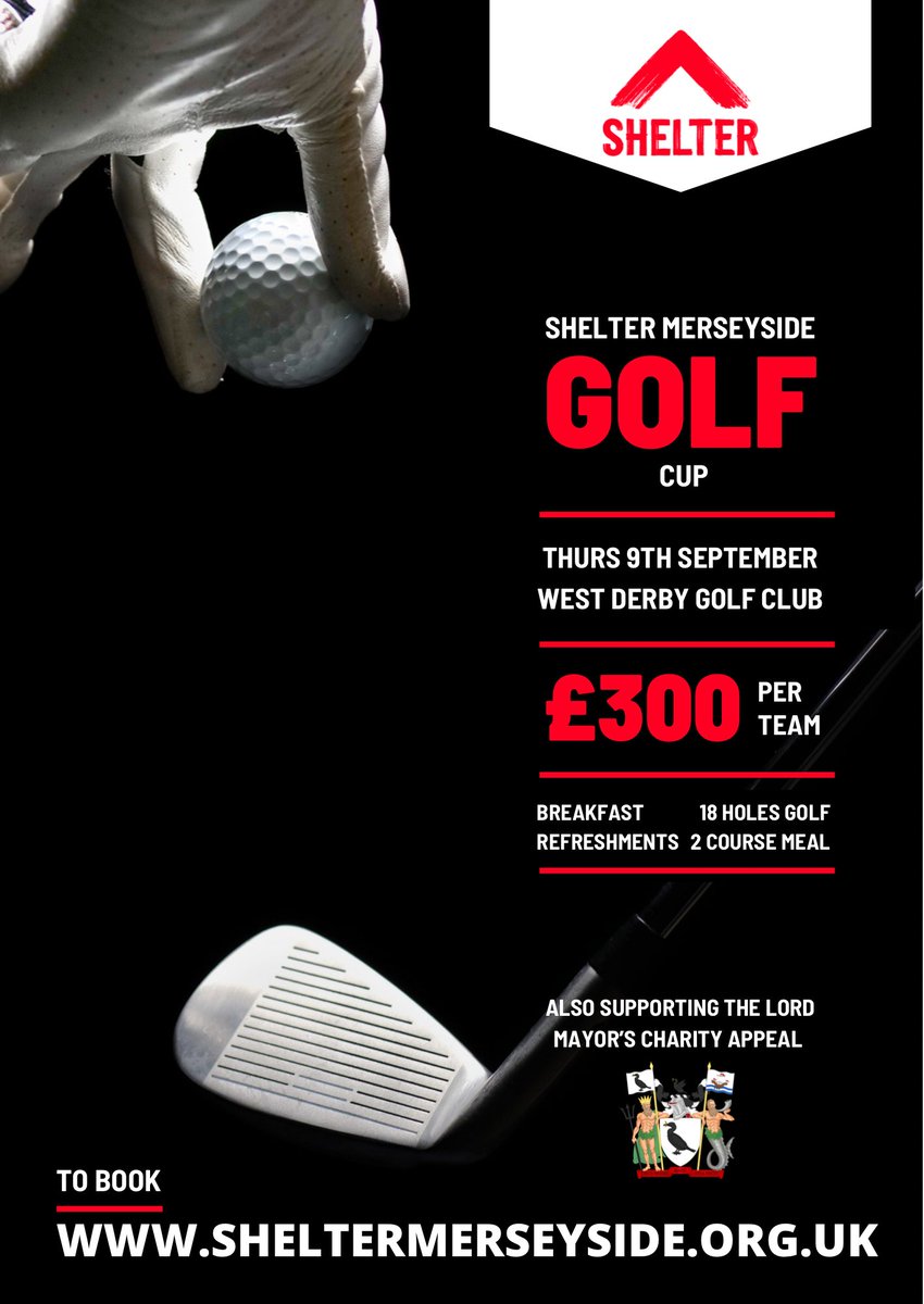 Register for our golf day, 9th September.

More than 12,500 people in the NW, inc more than 5,500 kids, were recorded as homeless last year.  Money raised from this golf day will help our frontline services to continue to provide free expert help to anyone facing homelessness