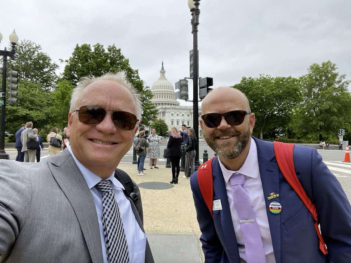 WyoEA's tweet photo. NEA Director Dirk Andrews, WEA President Grady Hutcherson, and WEA Executive Director Ron Sniffin are on the Hill this week! As part of NEA's Super Week, they are meeting with Wyoming's federal representatives in D.C. to discuss the needs and priorities of students and educators. https://t.co/XTZ73laJ5R