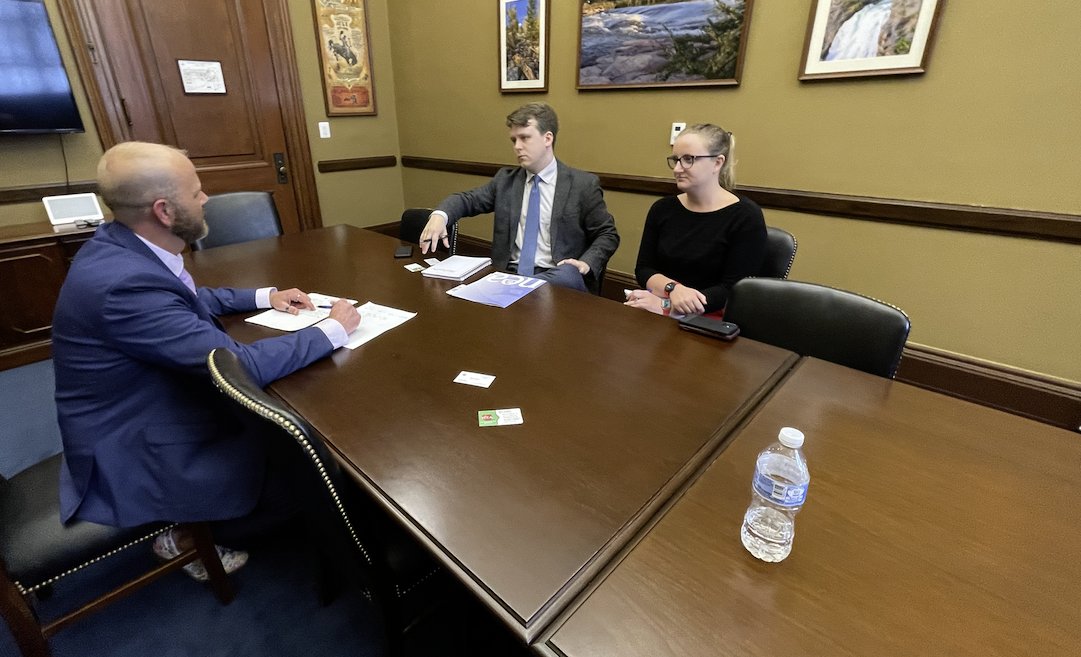 WyoEA's tweet photo. NEA Director Dirk Andrews, WEA President Grady Hutcherson, and WEA Executive Director Ron Sniffin are on the Hill this week! As part of NEA's Super Week, they are meeting with Wyoming's federal representatives in D.C. to discuss the needs and priorities of students and educators. https://t.co/XTZ73laJ5R