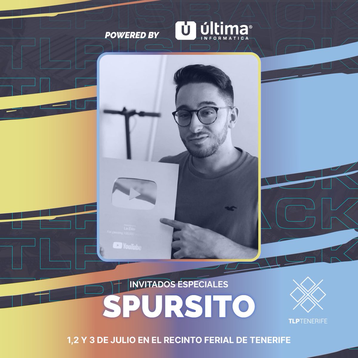 Ha llegado el momento de desvelar la incógnita ❓
⭐️ Empezamos con el primer invitado ⭐️

<a href="/Spursito/">Pursi</a> alias Juan Demonio vendrá a #TLP2022

Un titán que, cuando nos visite la primera semana de julio, vendrá seguro victorioso de #laveladadelaño2 🥊

No vemos en TLP Tenerife Summer.