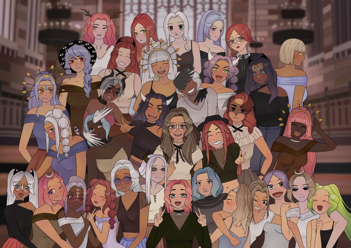 artwithramoss's tweet photo. let me introduce y’all to the coven of @aliceplayground in my art style!! can’t believe this piece is finally complete aaaa https://t.co/Q8mm3lzebI