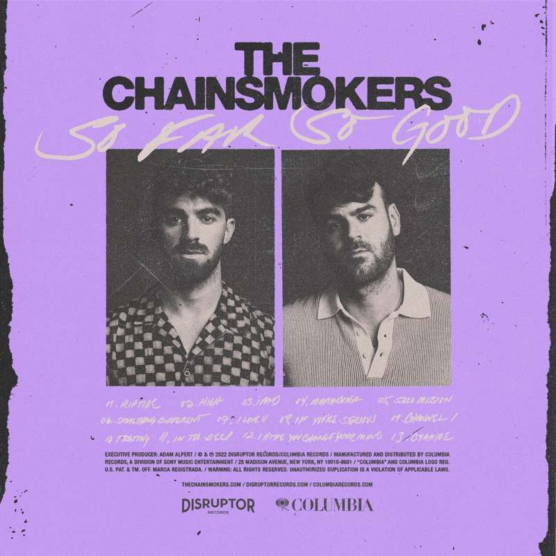 TheChainsmokers's tweet image. "So Far So Good"

AVAILABLE NOW EVERYWHERE

thechainsmokers.lnk.to/SFSG