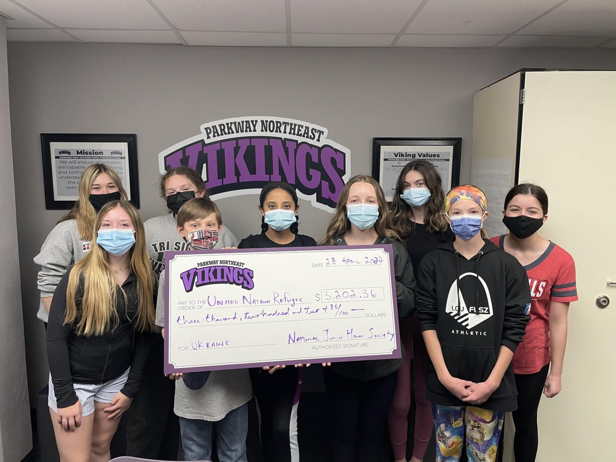 #NHSService has a way of teaching students to think way beyond their own 4 walls. NJHS scholars at <a href="/newsfromNEMS/">Parkway Northeast Middle</a> (Creve Coeur, MO) organized a school-wide fundraiser for the United Nations Refugee Agency(<a href="/Refugees/">UNHCR, the UN Refugee Agency</a>)'s work in aiding Ukrainian refugees &amp; raised $3,000+! #Ukraine