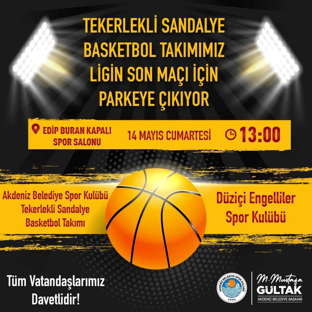 aydin_egin's tweet photo. #Tekerlekli Sandalye Basketbol Takımız Ligin Son Maçı için Parkeye Çıkıyor 🏀 

Akdeniz Belediye Spor Kulübü Tekerlekli Sandalye Basketbol Takımımız evinde Düziçi Engelliler Spor Kulübü'nü ağırlıyor. Ligin son maçına tüm vatandaşlarımız davetlidir. https://t.co/QV91JXjsa6