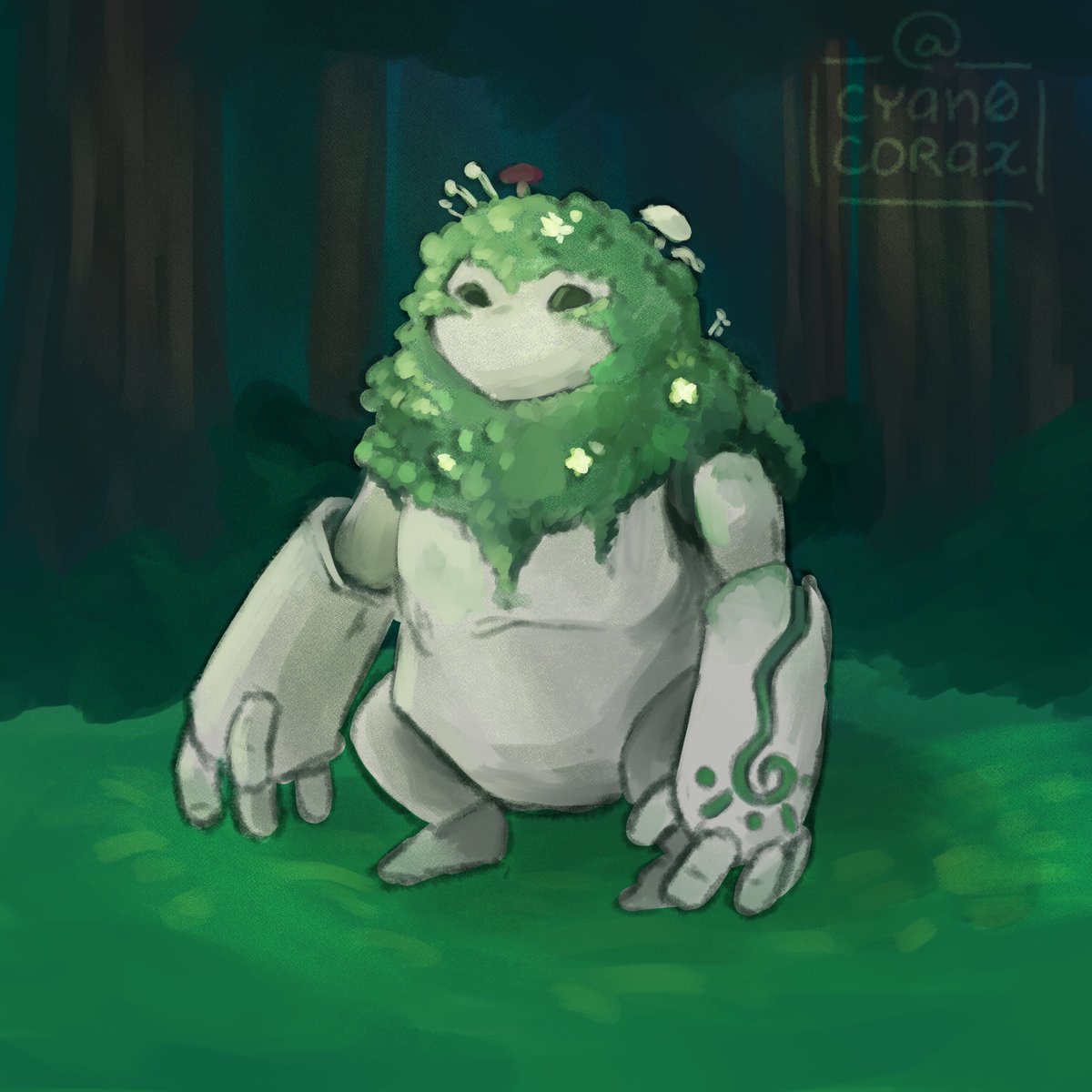 cyan0corax's tweet photo. My little druid Moss, who does, indeed, rock. #OC #dndart (ish. it's Dungeon World xD) https://t.co/H4nNMojx4O