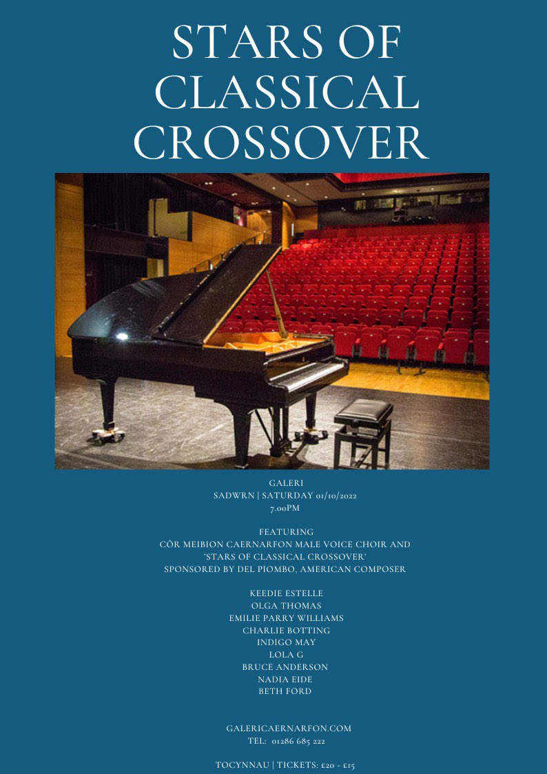 delpiombomusica's tweet photo. @ClassicalXOver4U Promotions, In association with @eventfilming ,
Presents ‘Stars Of Classical Crossover,’ Sponsored by @delpiombomusica 
🎶🎶🎶🎶🎶🎶🎶🎶🎶🎶
Join us on 1st October 2022 at @_GALERI_ Caernarfon to hear the Best of the Best in Classical Crossover ❤️❤️❤️ https://t.co/QJgRDksfX0