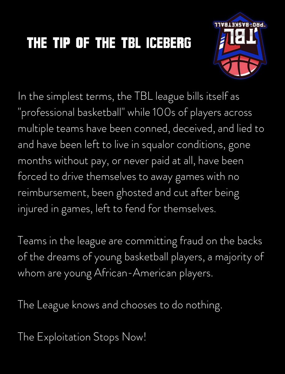 UnpaidProsTBL's tweet photo. *Updated Daily*
Day 1 - “The Time is Always Right To Do What is Right” - MLK

#Facts #Fraud #TBL #Exploitation #NAACP #TBLBasketball #TheTBLTruth #UnpaidPros #ExploitedPlayers #StopsNow https://t.co/nhH9SdZ8lM