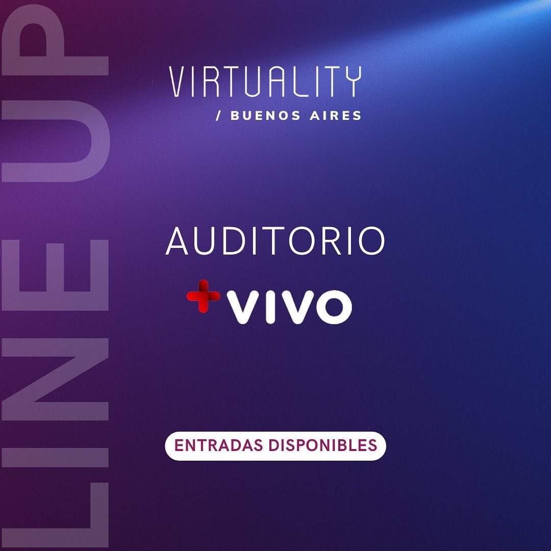 VirtualityLatam's tweet photo. Line Up 👉🏻 Auditorio @masvivotv 
No te pierdas #virtualityba2022 este 20 y 21 de mayo desde las 12:00 a 21:00 horas en @LaRural_BsAs con un Auditorio de lujo junto a los mayores referentes en Tecnologías Inmersivas, Blockchain y Mundos Virtuales!!! 

🎟 Entradas disponibles! https://t.co/yB0CAU1t3B