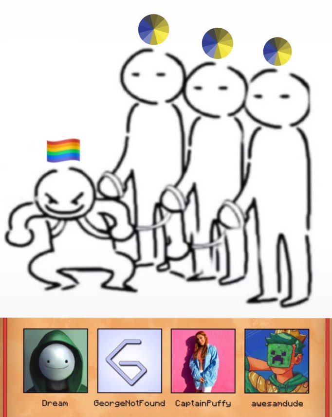 <a href="/dreamwastaken/">dream</a> <a href="/MCChampionship_/">MC Championship</a> <a href="/Dream/">Dream</a> <a href="/GeorgeNotFound/">George</a> <a href="/CptPuffy/">Captain Puffy - Cara</a> <a href="/theawesamdude/">awesamdude</a>