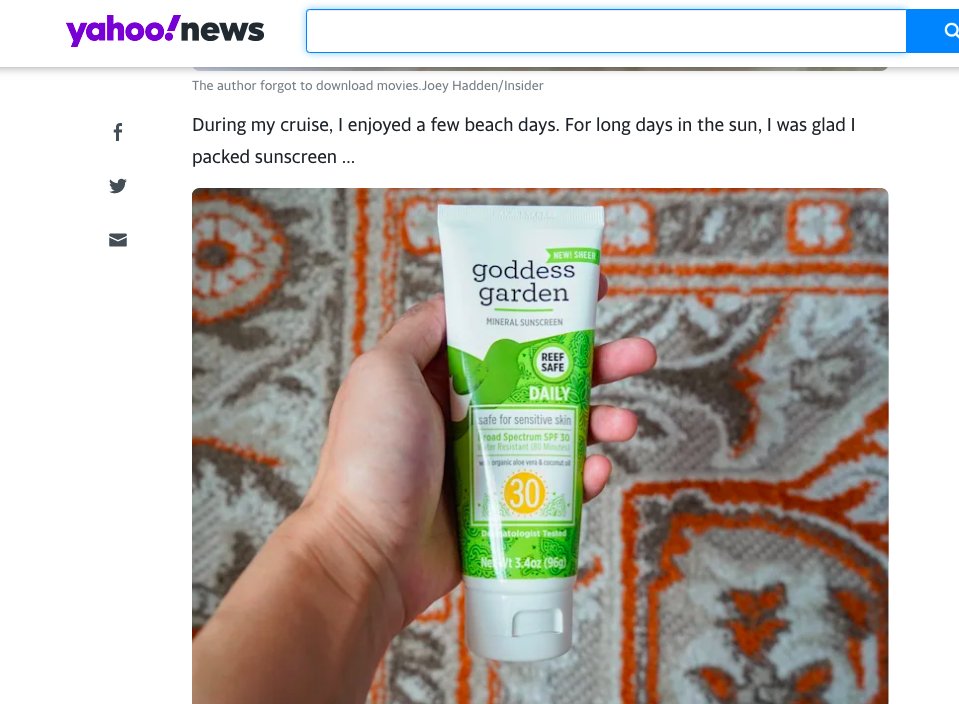 bmarkspr's tweet image. Thx to @joeyraehadden for including @goddessgarden Daily SPF 30 Sunscreen as one of ten essential items to pack for a cruise. news.yahoo.com/packed-weeklon… via @YahooNews thx to @craftedpr Lili Robinson for being
my number one essential in life!!!!!