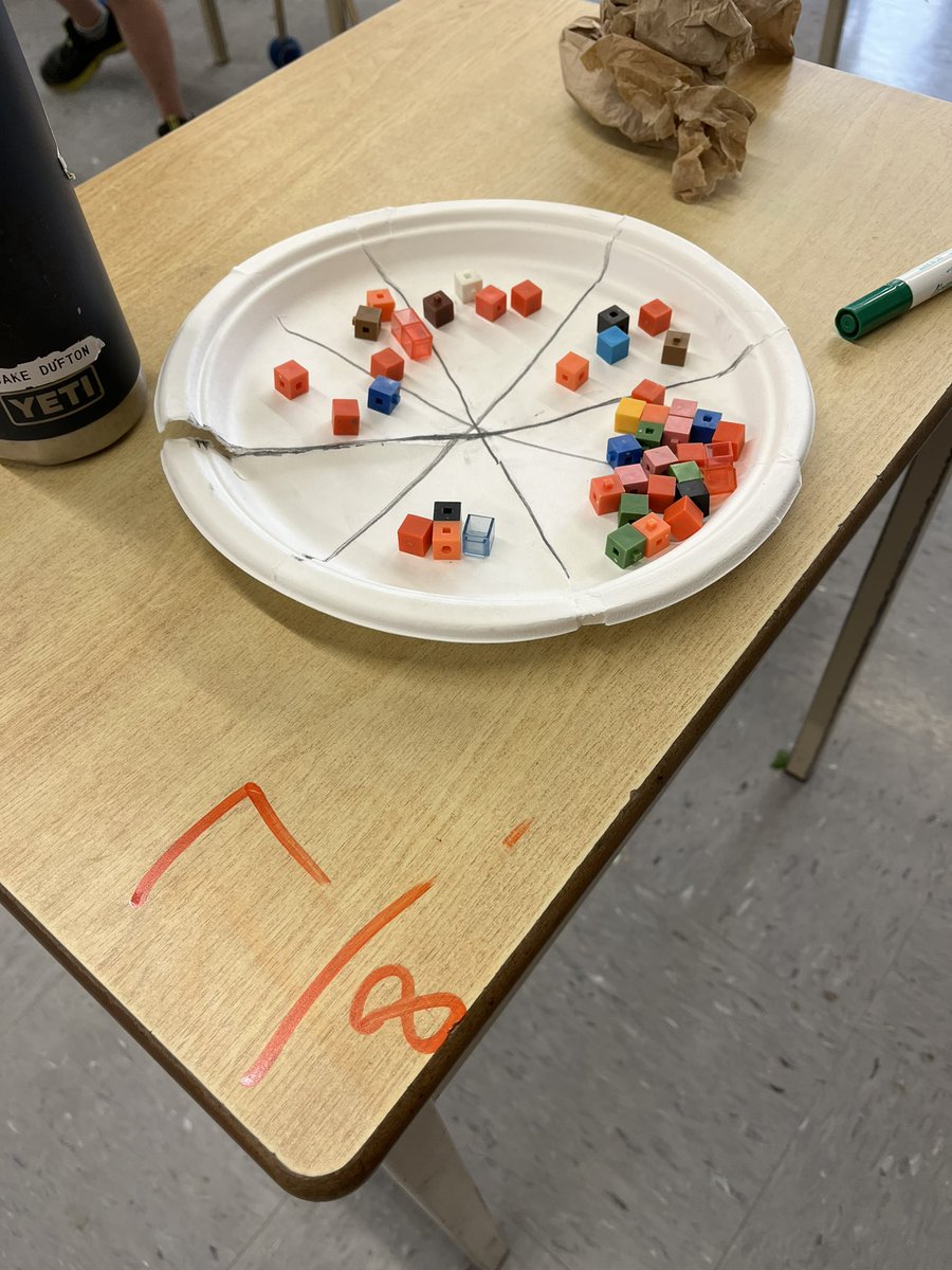 missmurrayedu's tweet photo. First we represent and write fractions, then we colour! Ss were shocked they were allowed to write on their desks and told me it was illegal 😂 #ArtofMathEd https://t.co/r8F960djJ2