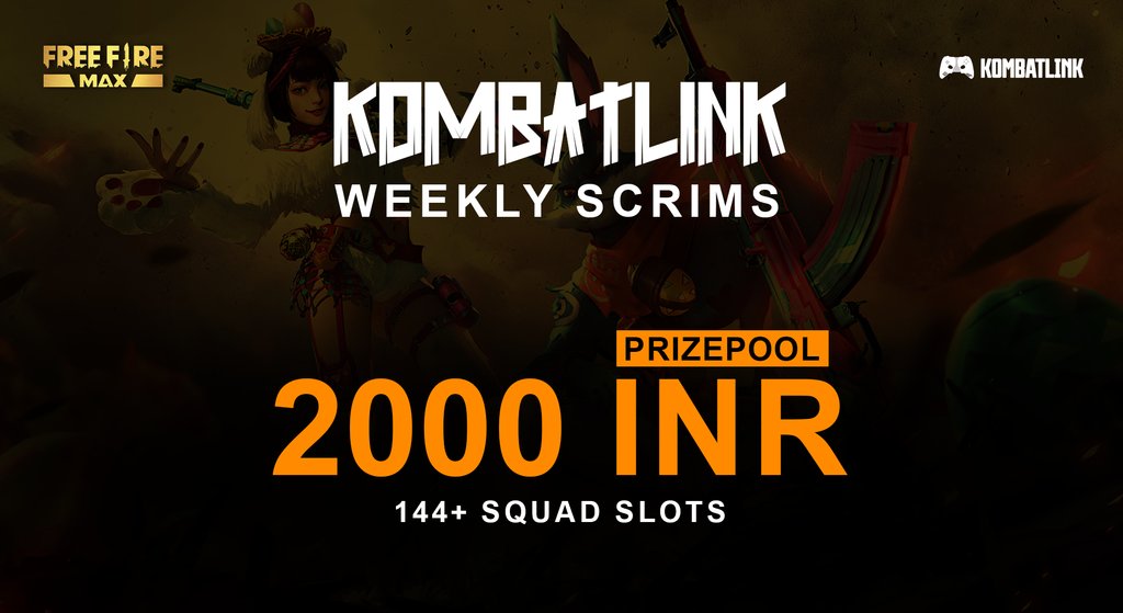 KombatLink's tweet photo. ╔══════⫷⊱°❈°⊰⫸═══════╗
#KOMBATLINK WEEKLY SCRIMS
╚══════⫷⊱°❈°⊰⫸═══════╝

🏆 PRIZE POOL: ₹2,000
■ SLOTS: 144+
■ PLATFORM: #FreeFireMax
■ SQAUD | INDIA

FREE ENTRY! REGISTRATION STARTED

DISCORD: https://t.co/MuSCRpNy3j

#FreeFire #Garena https://t.co/KqY9HHdlr6