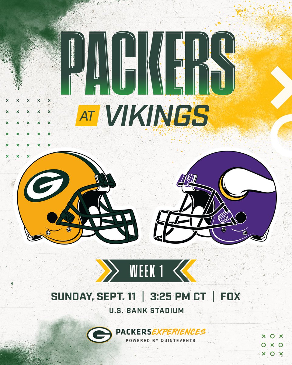 packers's tweet photo. Starting the season with an NFC North battle.
#GBvsMIN | #GoPackGo https://t.co/dTr7kCHR4b