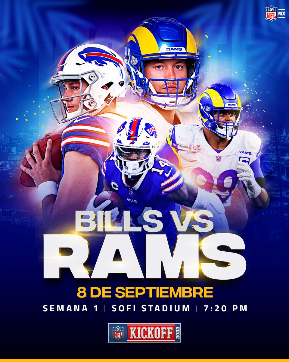 pase_completo's tweet photo. Calendario de la NFL temporada 2022-23. Como es una costumbre el equipo campeón está en el juego inicial Los @RamsNFL en SoFi Stadium vs @BuffaloBills Lo tendremos para tí en #EntravisionDeportesNetwork y @TudnRadio Jueves 08 de Septiembre @CelisDeportes y @TonyBalon1 https://t.co/3EtnyzPisa