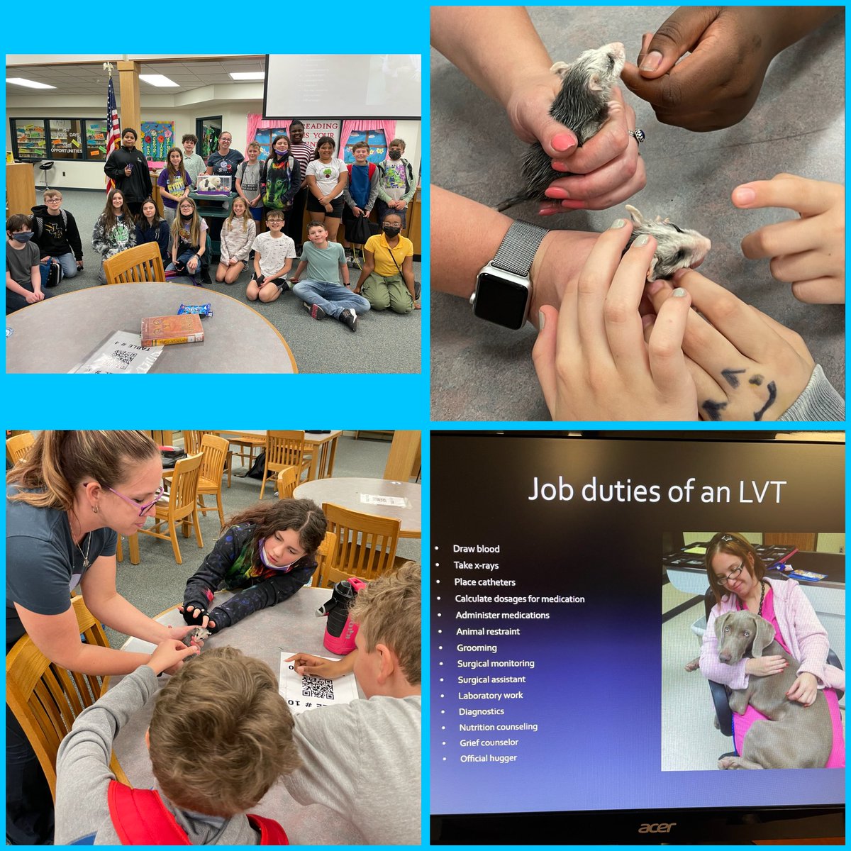 Our <a href="/PagePanthers/">John Page Middle School | The Lamphere Schools</a> Animal CARE Club was so excited to meet Amanda Morris, LVT today and learn all about her amazing career working at an emergency animal hospital. She is also a licensed wildlife rehabber and brought her latest rescues, 8 baby opossums 🐀❤️ #wearelamphere