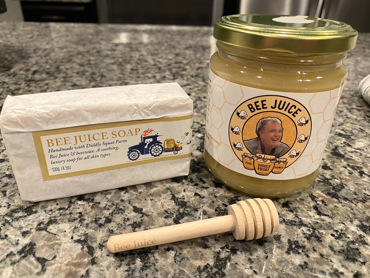 RomeoCutlass's tweet photo. @JeremyClarkson Hello! I wanted to let you know that the Bee Juice travels well! Made it all the way to Chicago unscathed. It’s also delicious! https://t.co/p29da0VAHQ