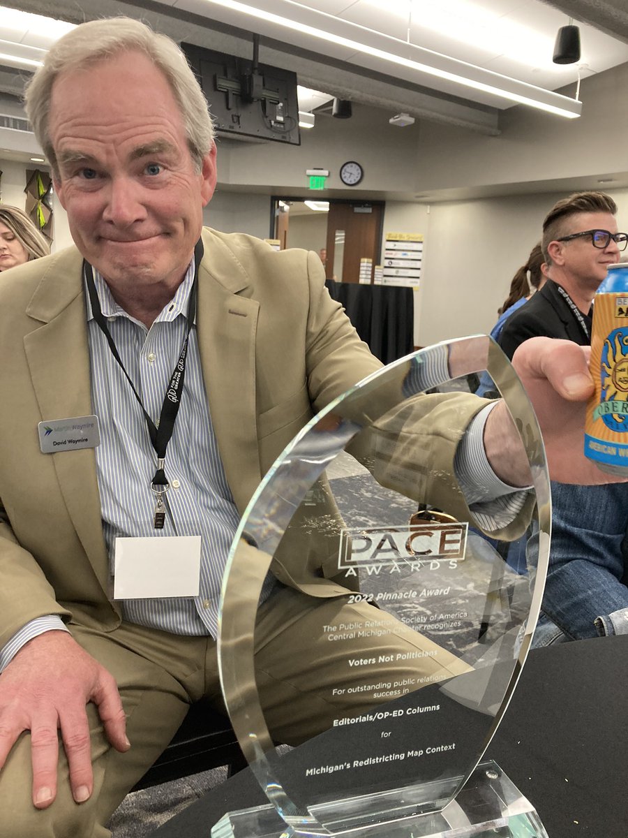 KathyBHoffman's tweet photo. And now @martinwaymire founder Dave Waymire captures a Pinnacle Award for an op-ed he wrote for @NotPoliticians! #CMPRSAPACE https://t.co/qRUGdI6tTx