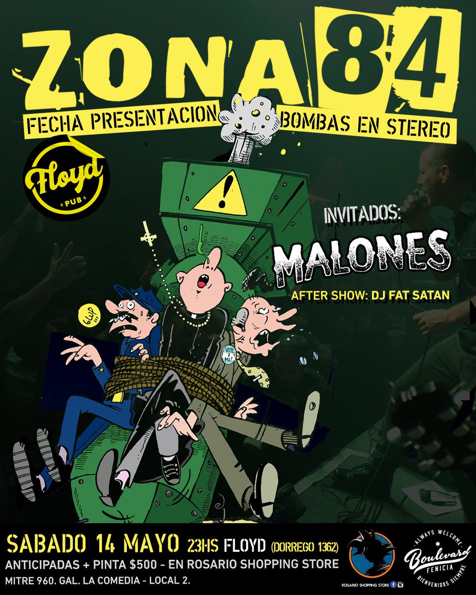 SABADO 14 DE MAYO!

ZONA 84 presenta "Bombas en Stereo" (inv. MALONES)

facebook.com/events/6949243…