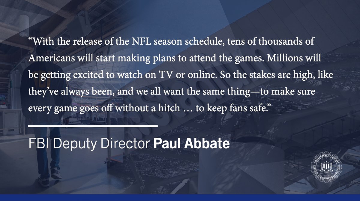 Image of a quote from Deputy Director Abbate's remarks from the NFL 2022 Annual Security Conference