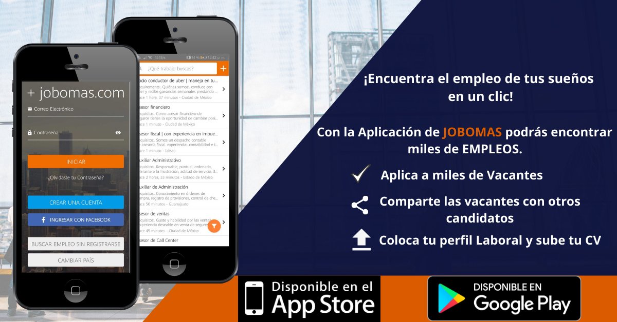 Jobomas's tweet photo. ¿Buscas empleo? Con la App de Jobomas podrás postularte de forma más rápida y fácil. 😉
¡Descarga nuestra #App y accede a los cientos de empleos que tenemos para ti!
📲 Disponible en #Android y #IOS
.
.
.
#Jobomas #PortalDeEmpleos #AppStore #GooglePlay #OfertasDeTrabajo https://t.co/vzTMnyFTsf