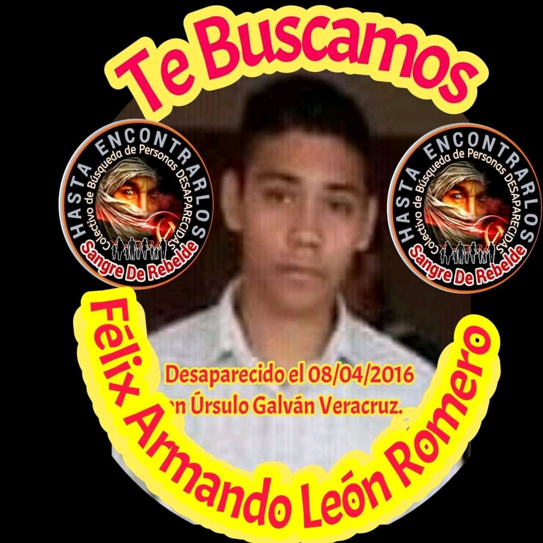 #TeBuscamosFélixArmandoLeónRomero
#Desaparecido el 08/04/2016
En #ÚrsuloGalván #Veracruz
Vía @LicFernando9
#RTsSolidarios
<a href="/sangrederebelde/">🇲🇽 Colectivo De Búsqueda SangreDeRebelde🇲🇽</a>