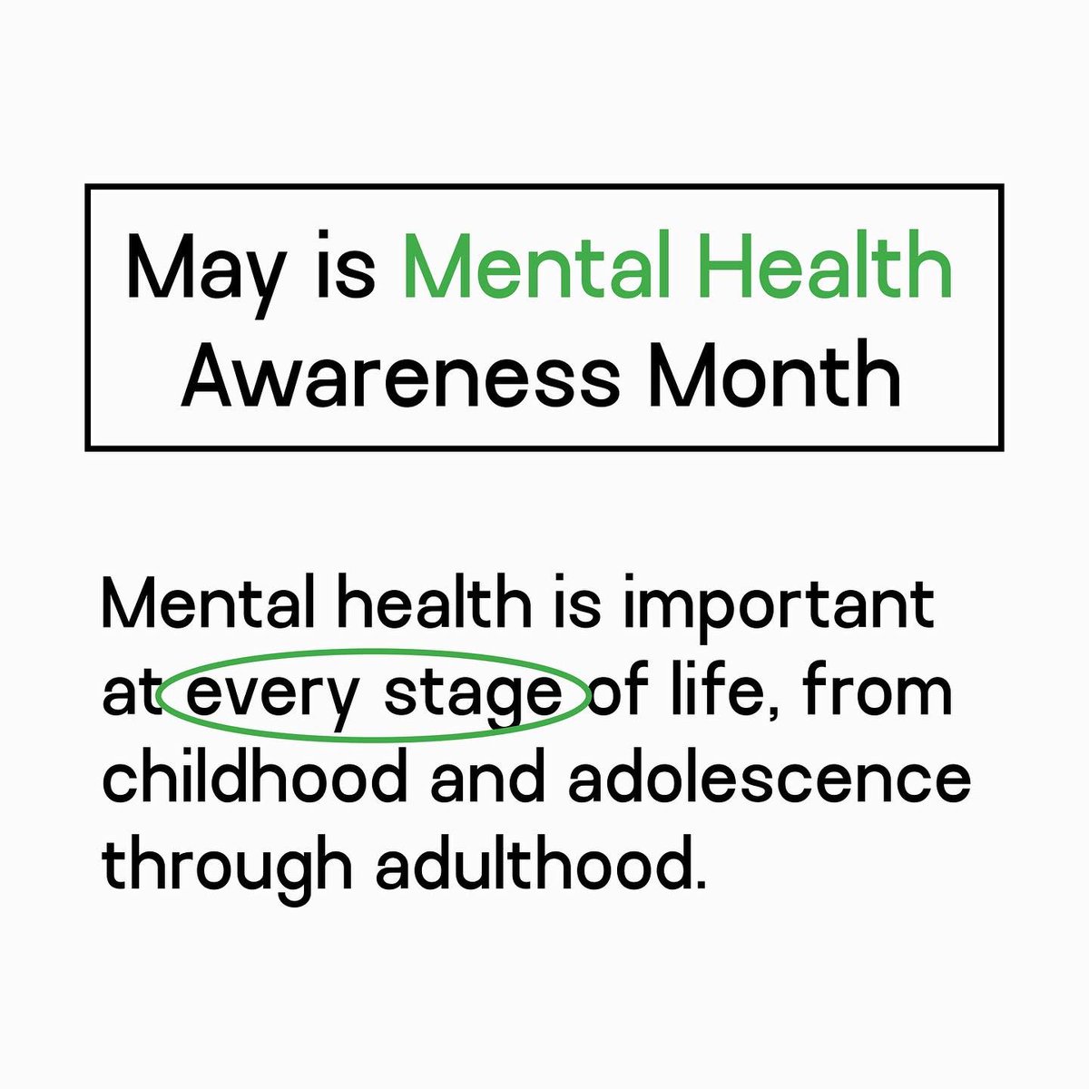 AUEmployeeRX's tweet photo. May is mental health awareness month. Mental health is important at every age! Here is some information about mental health and its effects. #MHAM #Together4MH https://t.co/0tM5oTwReM