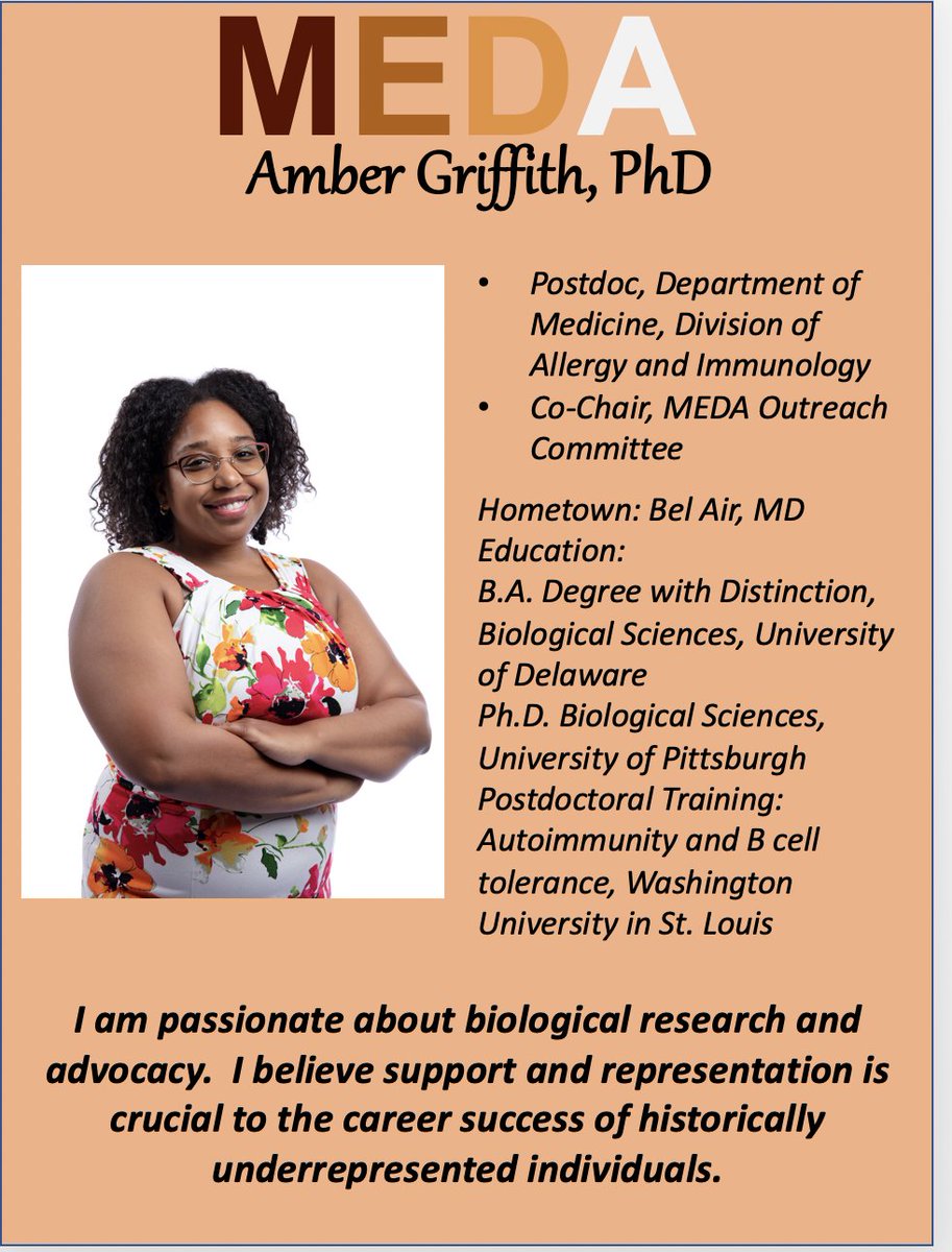 WashU MEDA (@washumedmeda) on Twitter photo Introducing Chair Outreach Committee @MEDA_WashU
<a href="/Agriffithebiol1/">Dr. Amber Griffith</a>!
Meet <a href="/Agriffithebiol1/">Dr. Amber Griffith</a> at the #MEDA2022 Inaugural Event Today May 12 in "Gaining Mentorship for a Successful Outlook" Breakout Room.
internalmedicinediversity.wustl.edu/calendar/event…
#AcademicChatter @WUDeptMedicine <a href="/WashUMedODEI/">WashUMed Office of Diversity, Equity & Inclusion</a> Introducing Chair Outreach Committee @MEDA_WashU
<a href="/Agriffithebiol1/">Dr. Amber Griffith</a>!
Meet <a href="/Agriffithebiol1/">Dr. Amber Griffith</a> at the #MEDA2022 Inaugural Event Today May 12 in "Gaining Mentorship for a Successful Outlook" Breakout Room.
internalmedicinediversity.wustl.edu/calendar/event…
#AcademicChatter @WUDeptMedicine <a href="/WashUMedODEI/">WashUMed Office of Diversity, Equity & Inclusion</a>