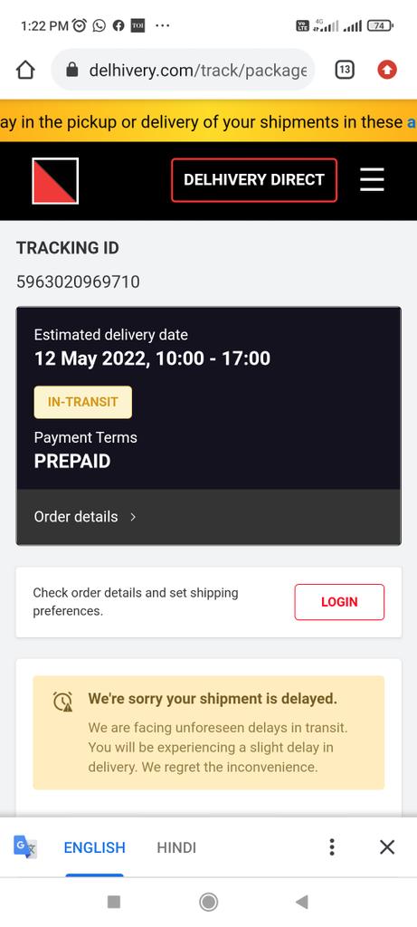 dear <a href="/delhivery/">Delhivery</a> , <a href="/help_delhivery/">helpdesk_delhivery</a> my package is lying in transit since 7th May, 2022 and no update is available last one is on 7th May, 2022. 
Please take action.