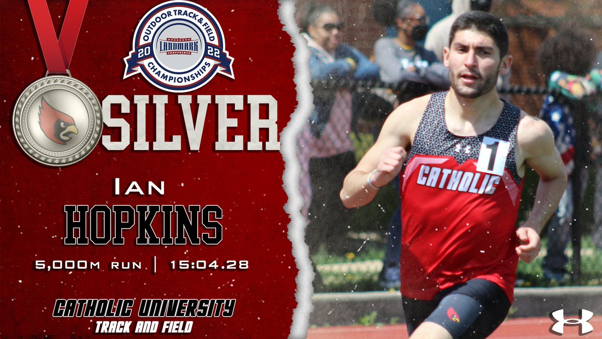 CatholicU_XCTF's tweet photo. Congrats to Ian Hopkins for taking home the Silver in the Men's 5,000m run at the 2022 Landmark Conference Outdoor Track and Field Championships! #catholicutf #silver #runnerup #landmarkconference #5k https://t.co/aahcwknqUD