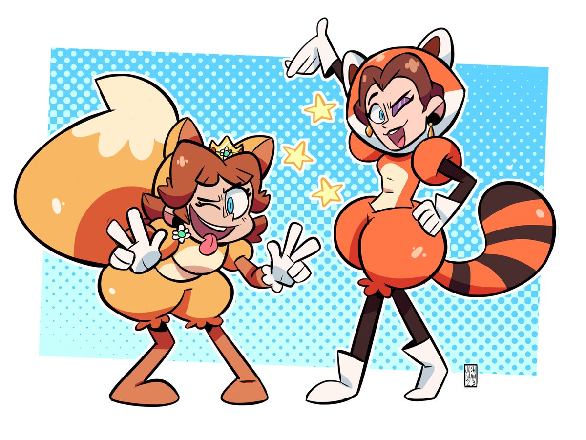 デイジー姫 「Kistune Daisy and Red Panda Pauline! The」|JoshDAMN 2023のイラスト