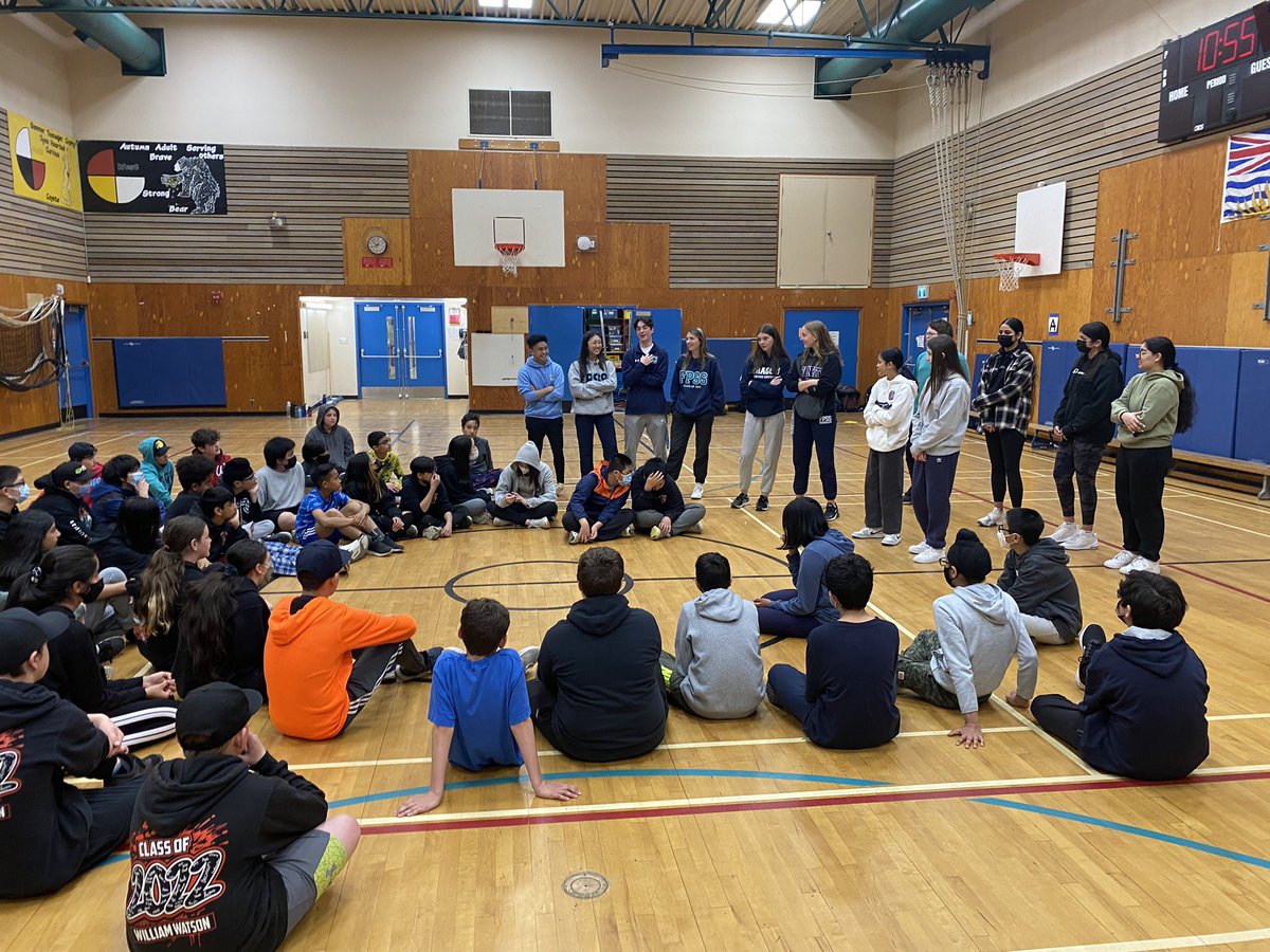 RussHeggie's tweet photo. @FPSSDRAGONS #leadership students from grade 8-12 spent time with #Williamwatsonwarriors Grade 7s connecting about their next chapter @mreteacher @Surrey_Schools @SD36PHE https://t.co/7mAUUAJbBa