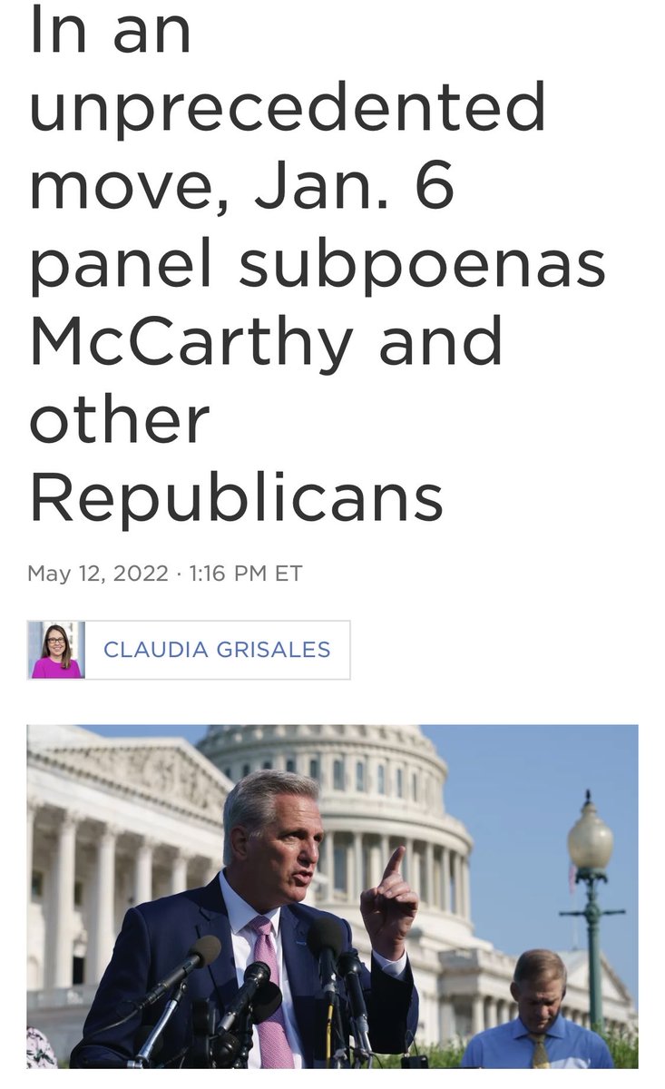 glennkirschner2's tweet photo. And if they violate the subpoenas, Congress should FINALLY exercise it’s lawful power of inherent contempt - against its own. I hope there are lots of accomplished internet sleuths who will mine for what McCarthy, Jordan &amp; the others have said previously about inherent contempt. https://t.co/s4wT7Zs18G