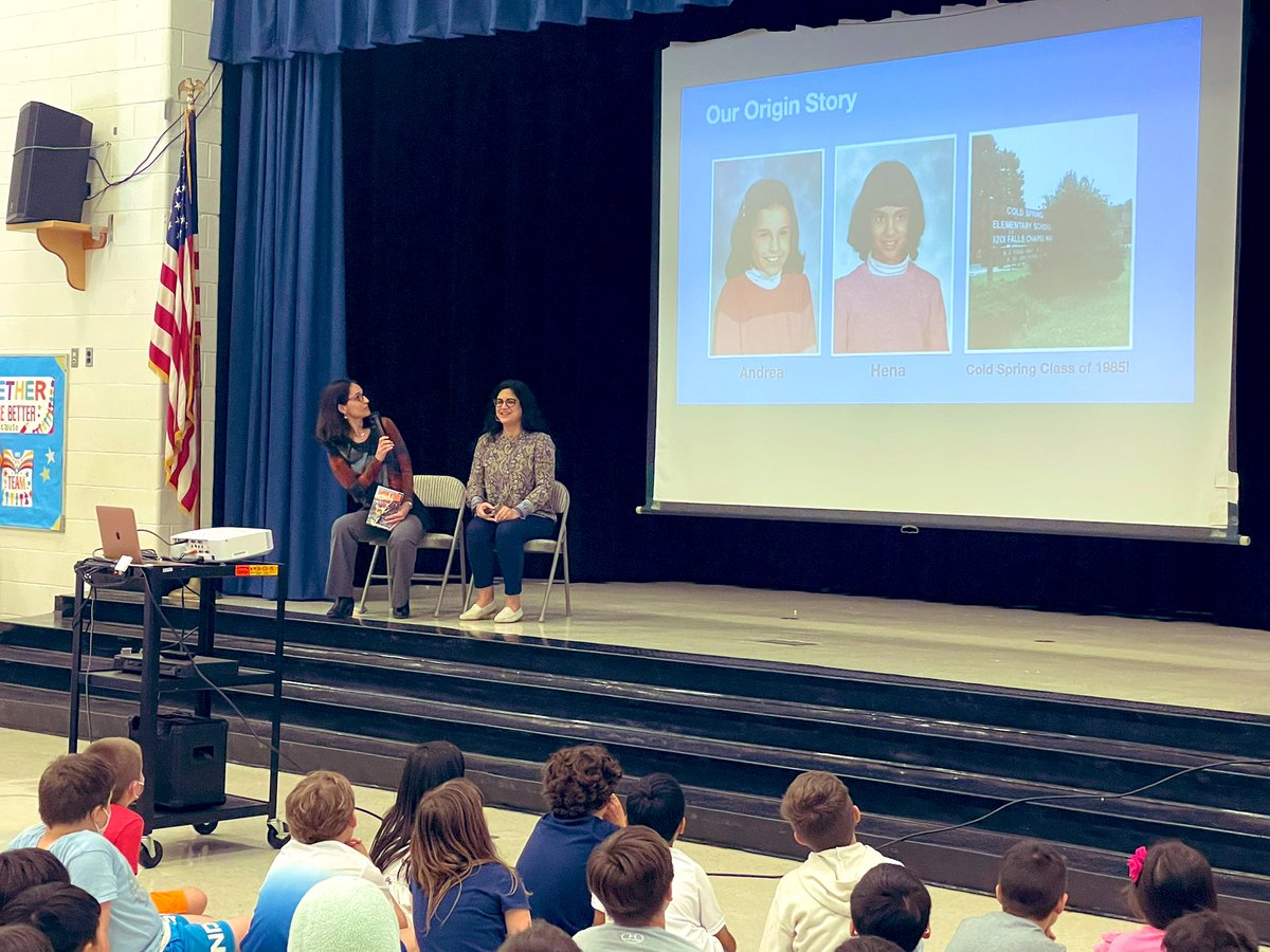 NHambrecht's tweet photo. Cold Spring Alum &amp; published authors ✏️@henakhanbooks &amp; Andrea Menotti sharing their newest read📕with our students!👏🏻👏🏻👏🏻 @cseslibrary https://t.co/NzSIRRSiMz