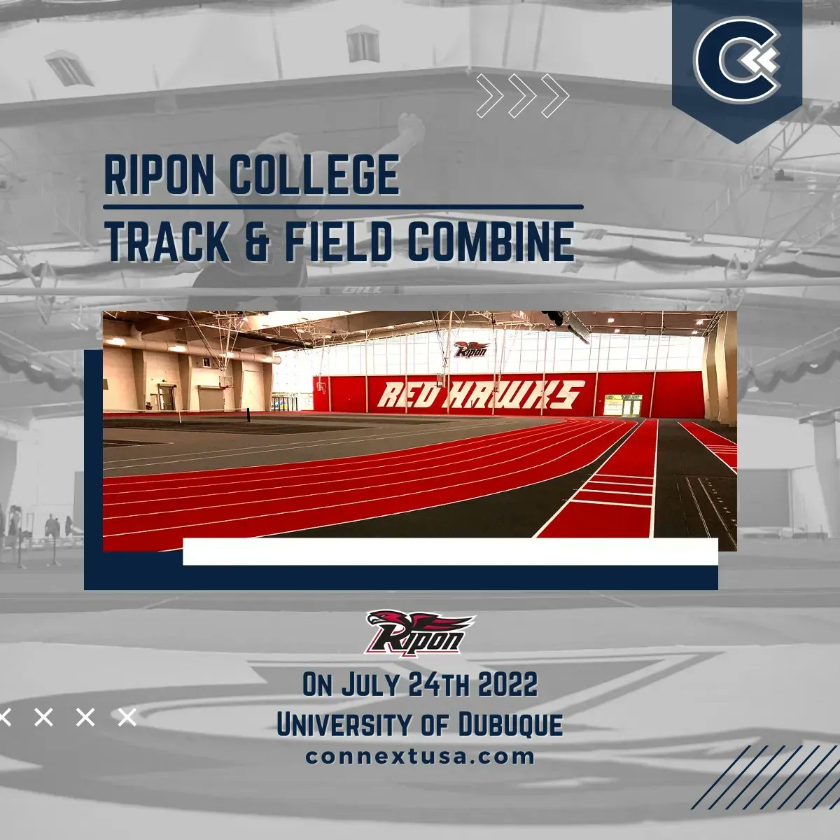 The Connext500 High School Track &amp; Field Combine is coming to WI!  Join us at Ripon College's beautiful Willmore Center on July 24th!  Register at:  connextusa.com/2022-combines-…