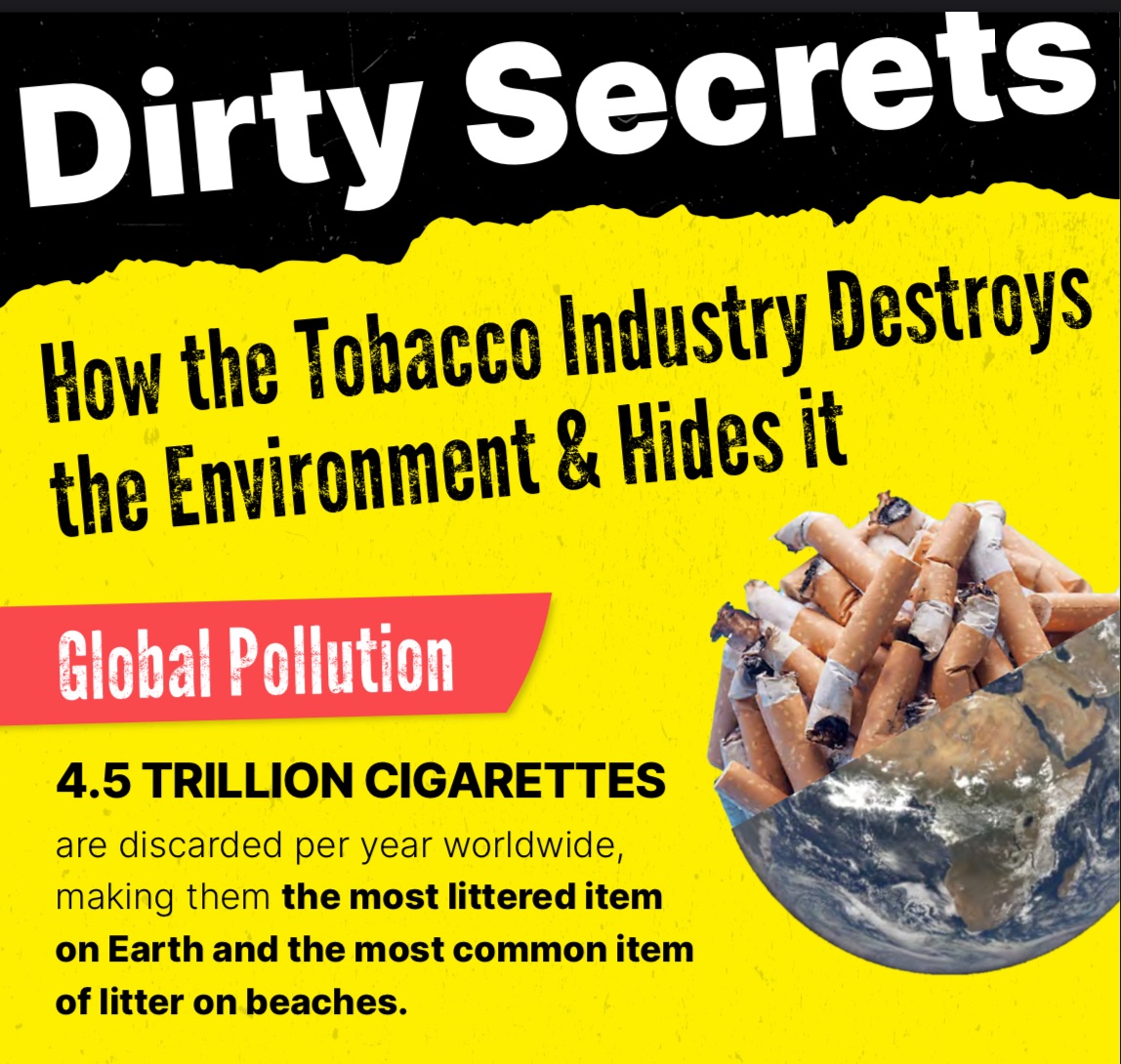 secrets of the tobacco industry 🔴Today the World Health Organization & STOP published a 🆕 report explore  major sources of pollution including cigarette butts, the most common  source of single-use #plasticpollution on Earth, and the new threat