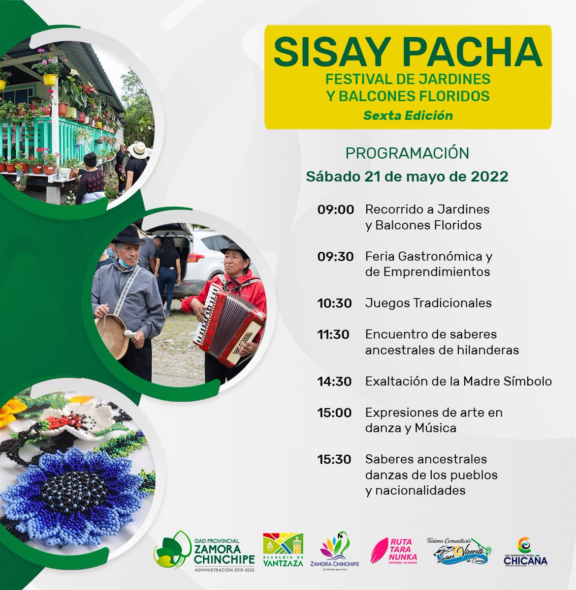 Yantzazaturismo's tweet photo. El "𝗦𝗶𝘀𝗮𝘆 𝗣𝗮𝗰𝗵𝗮" o Festival de Jardines y Balcones Floridos, es una actividad que se la realiza anualmente, con el propósito de fomentar el turismo ecomuniatrio en #SanVicenteDeCaney, parroquia #Chicaña.
#𝙔𝙖𝙣𝙩𝙯𝙖𝙯𝙖𝙏𝙪𝘿𝙚𝙨𝙩𝙞𝙣𝙤... https://t.co/YPAXliBkxF