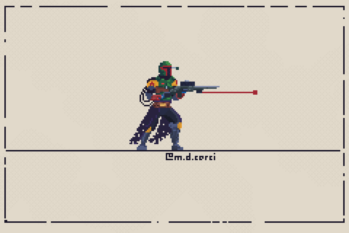 m_d_cerci's tweet photo. -Bounty Hunter-
.
.
#pixelart #pixelartist #pixelartsociety #pixel_art #StarWarsFanArt #BobaFett #starwars #characterdesign  #ドット絵 #aseprite #indiegamedeveloper #indiegamedev https://t.co/CuHWiq8GPQ