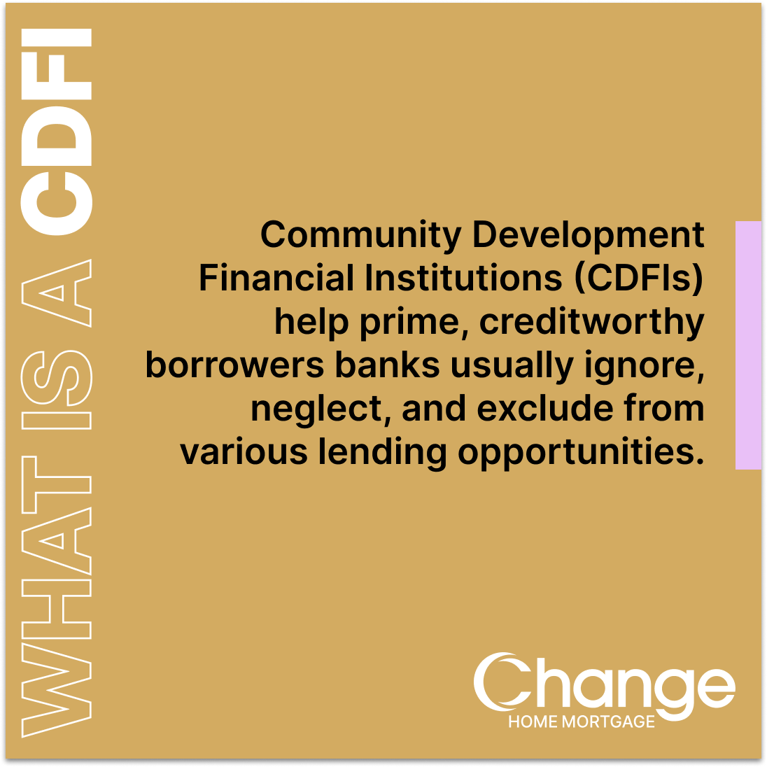 ChangeMtg's tweet photo. As a Community Development Financial Institution (CDFI), we're able to support equal opportunity home ownership in ways most banks &amp; lenders simply cannot. No matter where you stand financially, we have a range of home lending options designed just for you!

#ChangeMTG https://t.co/yP5Fz7YPJ7