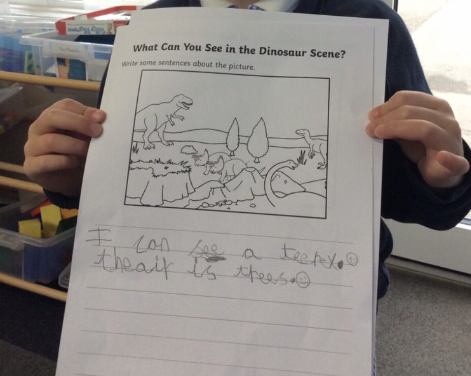WHSyearr's tweet photo. We have had some fantastic writing about dinosaurs this week. Well done Reception! 🦖🦕 https://t.co/rOb47Q86x9