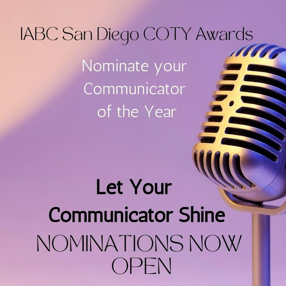 Do you know a great communicator? Nominate them for our IABC/San Diego 2022 Communicator of the Year! 

Nominate a communicator by May 31: sandiego.iabc.com/recognition/co…