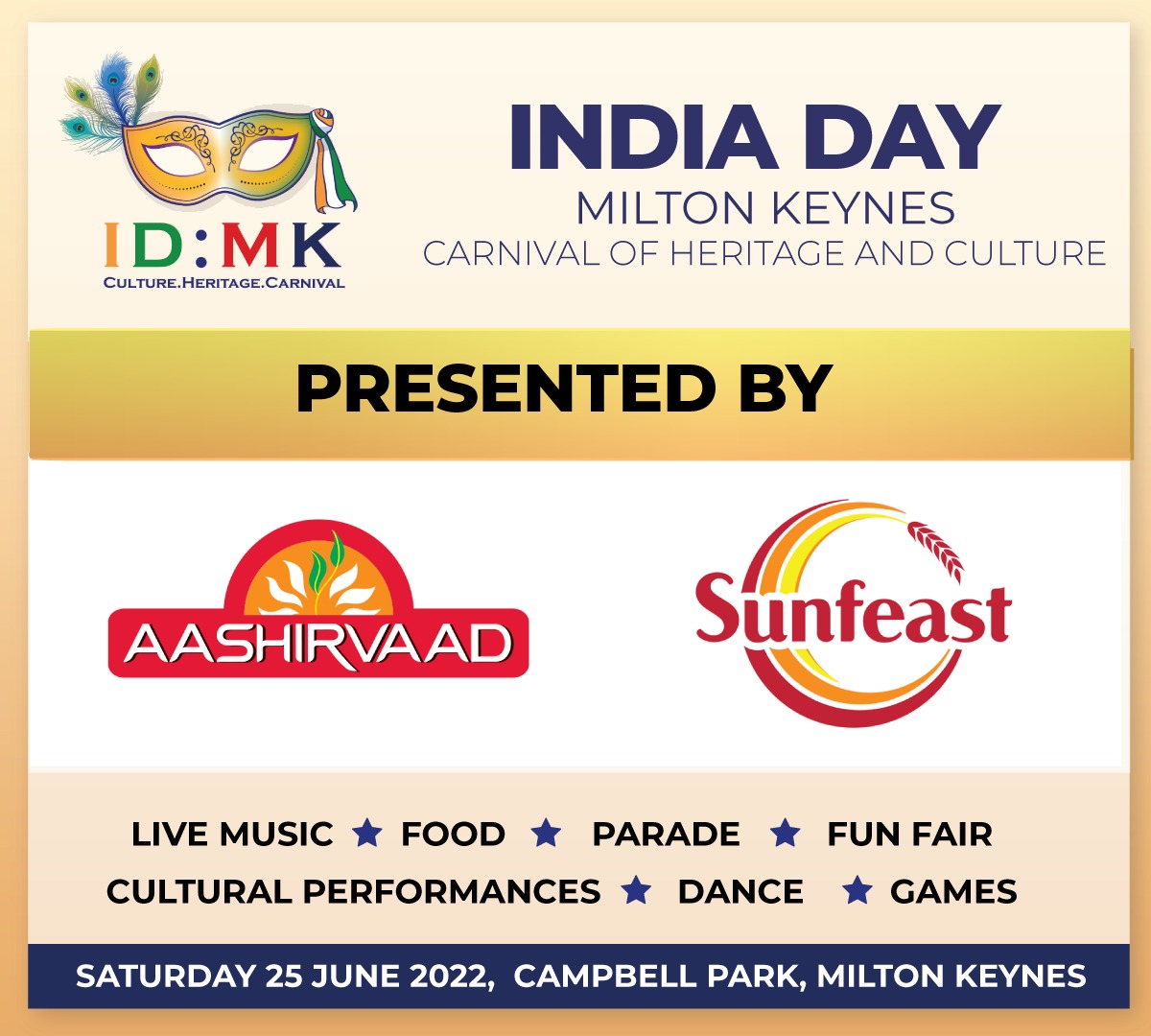 📣PARTNER ANNOUNCEMENT!!📣 
We are happy to announce Aashirvaad and Sunfeast as our Event Partners for India Day 2022 event. 
aashirvaad.com;https://t.co/sCDTJD1xA5 #Aashirvaad #Sunfeast #IDMK #CampbellPark #TheParkstrust #IndiaDay #SummerEvent #LoveMK #India #indianinuk