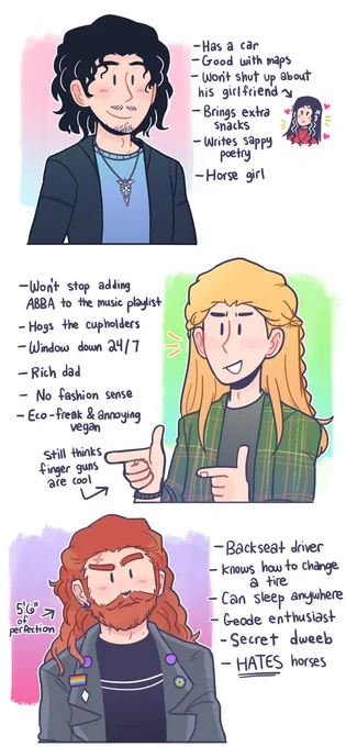 the 3 hunters but it's a chaotic roadtrip AU 🚗 