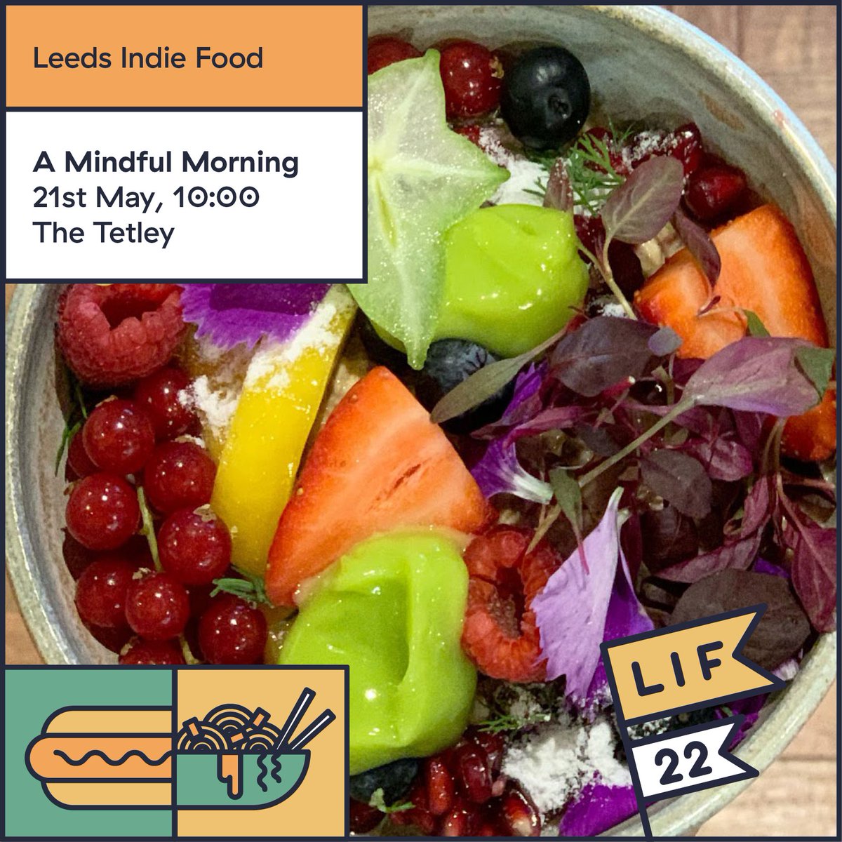LeedsIndieFood's tweet photo. #LIF22 A mindful morning @the_tetley and begin your day with a 75 minute yoga session followed by a vegan brunch.
📅 21 May, 10:00
📍 @the_tetley
Focusing on breathing regulation and movement then enjoying a plant-based brunch buffet prepared by Head Chef Jade Crawley. https://t.co/o73gYfFw6C