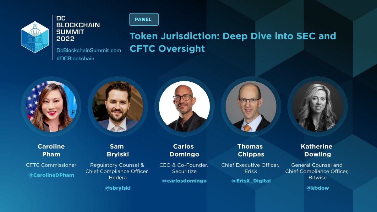 DigitalChamber's tweet photo. We’re happy to announce a #DCBlockchain Summit discussion with @carlosdomingo, @CarolineDPham, Thomas Chippas from @ErisX_Digital, @sbrylski, @kbdow - Token Jurisdiction: Deep Dive into SEC and CFTC Oversight.

Join us on May 24th in DC!
Don't miss it ➡️ https://t.co/ThsYC2F0Zc https://t.co/0843a2a51x