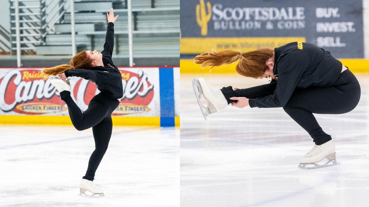 asunews's tweet photo. Did you know that @ASU is home to the only Arizona intercollegiate figure skating team? They practice weekly in Chandler and are made up of psychology, engineering and law majors. Check out these students on the ice. #FigureSkate #BehindTheLens https://t.co/lCVRUdCwJg